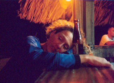 Jane, at the Tiki Bar, 100 paces from our Cabana (just before last call)