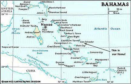 Map of the Bahamas and San Salvador
