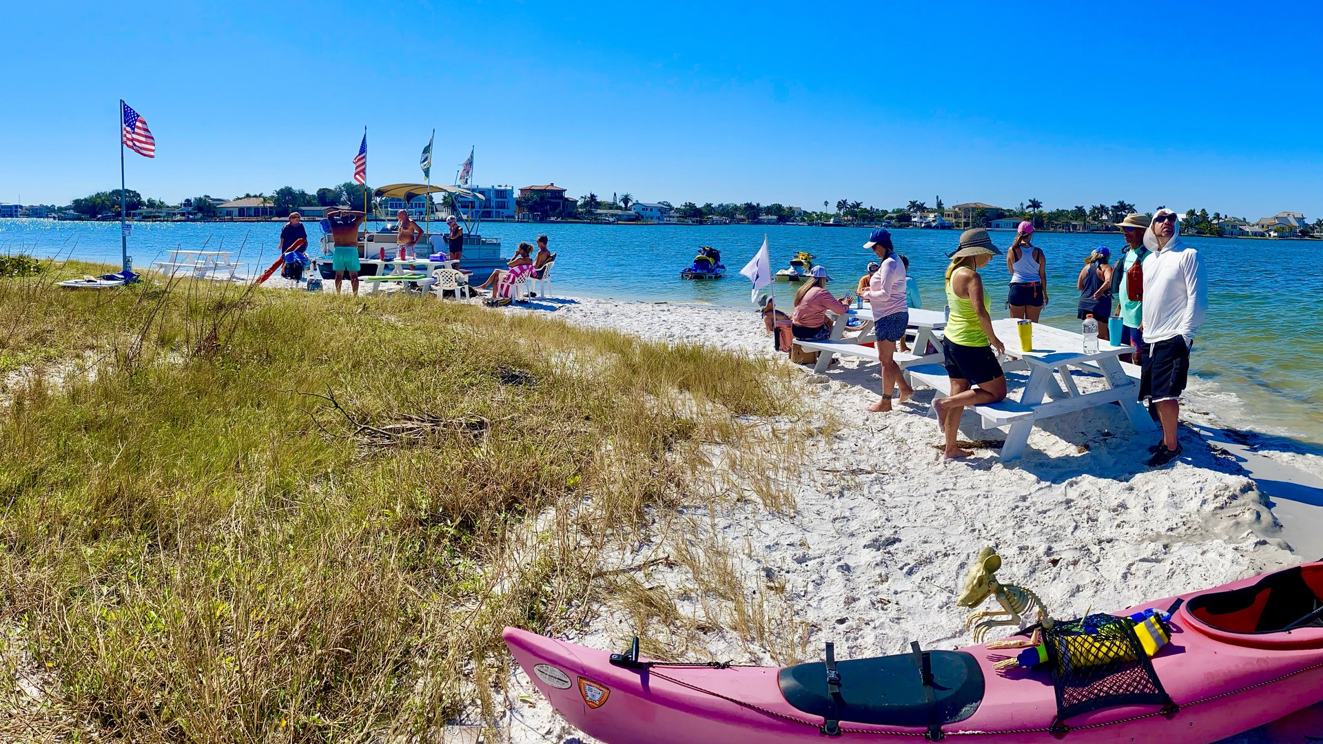 Pinellas Paddlers gathered along Buccaneer Island