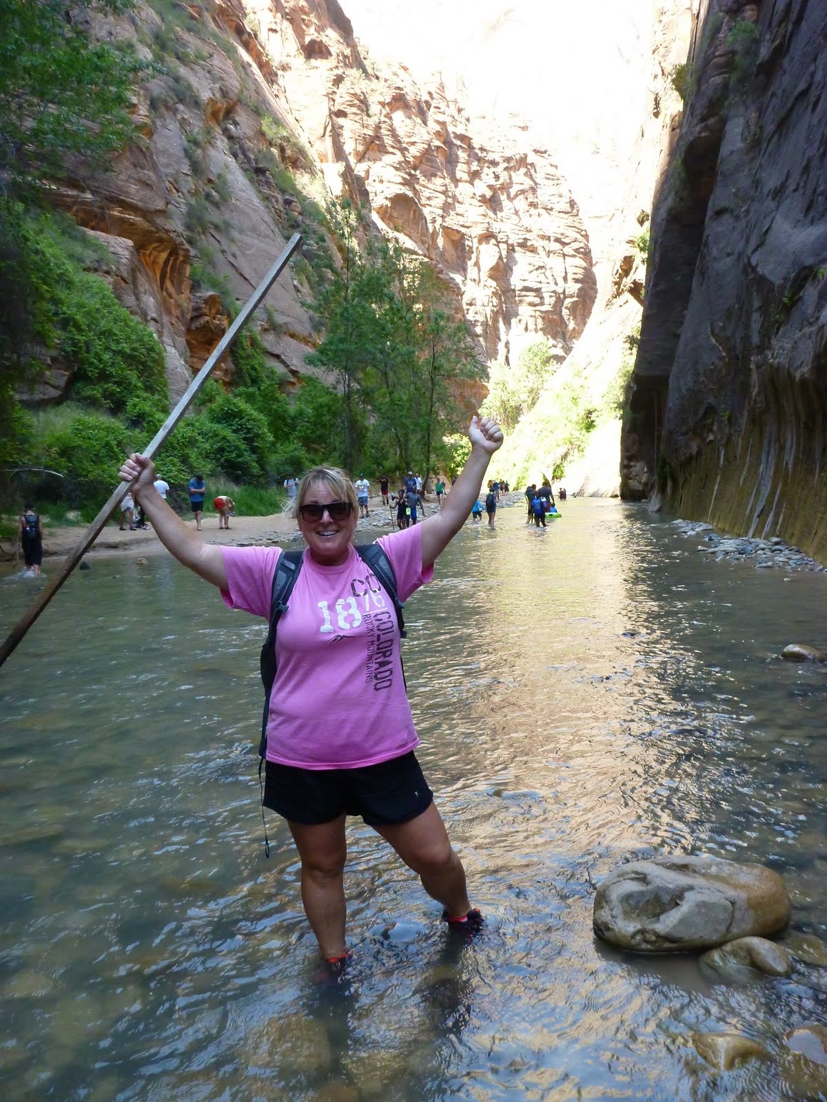 Cindy celebrating another beautiful section of the Narrows.