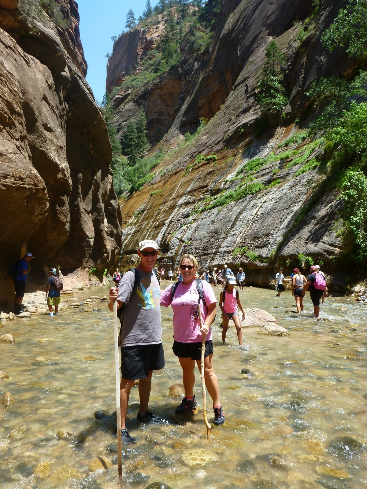 Tim and Cindy together in the river near the beginning of the hike.
