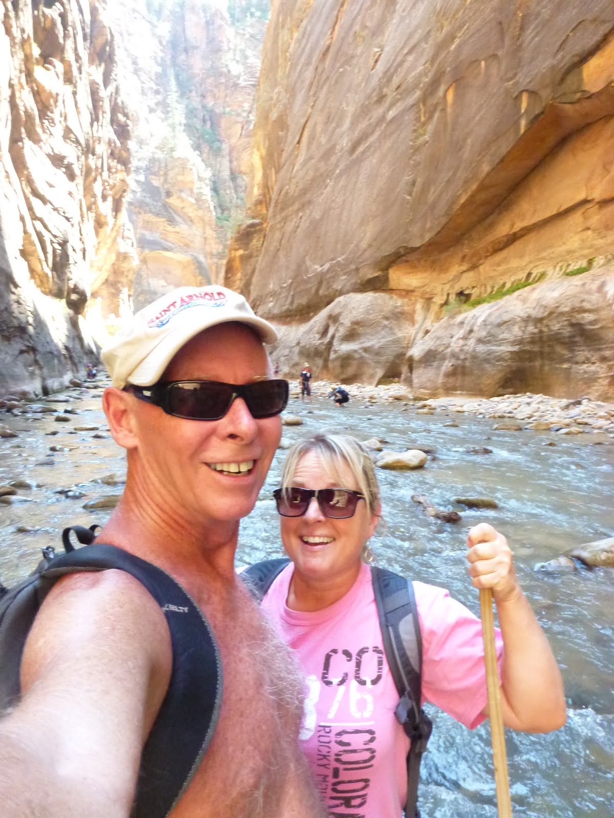 Tim and Cindy celebrating a perfect day of river hiking.