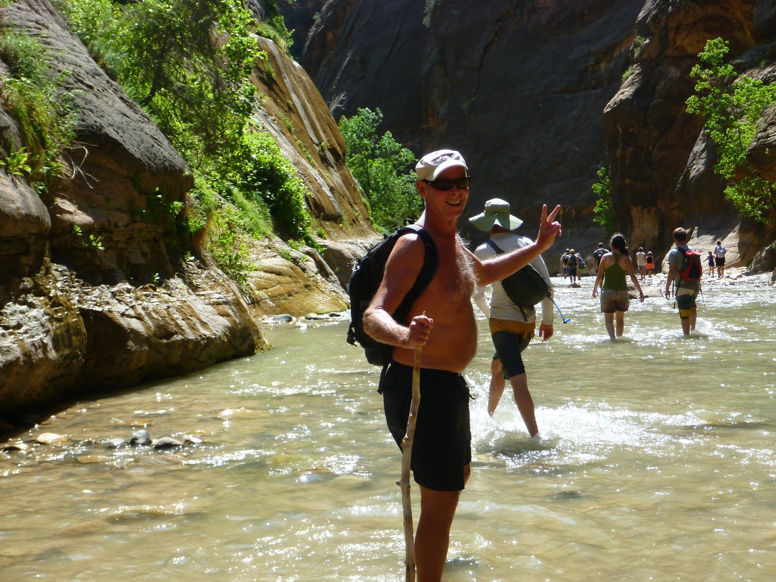 Tim standing in the Virgin River during the return hike.