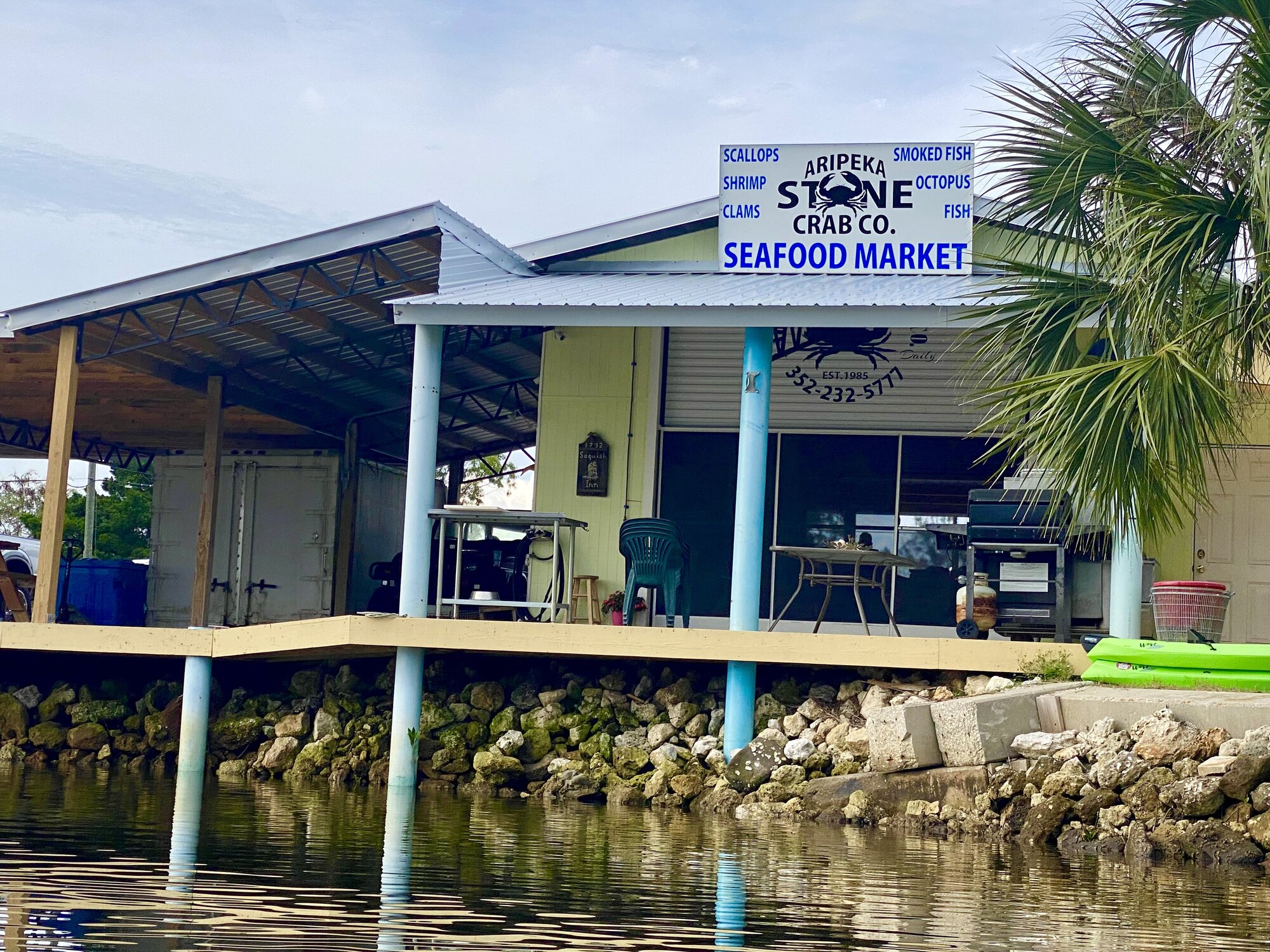 Aripeka Stone Crab Company building on the waterfront