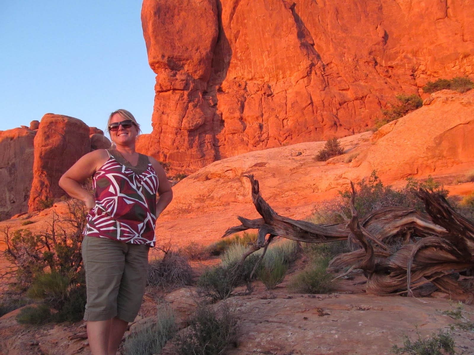 Cindy enjoying the warm evening light among the sandstone formations.