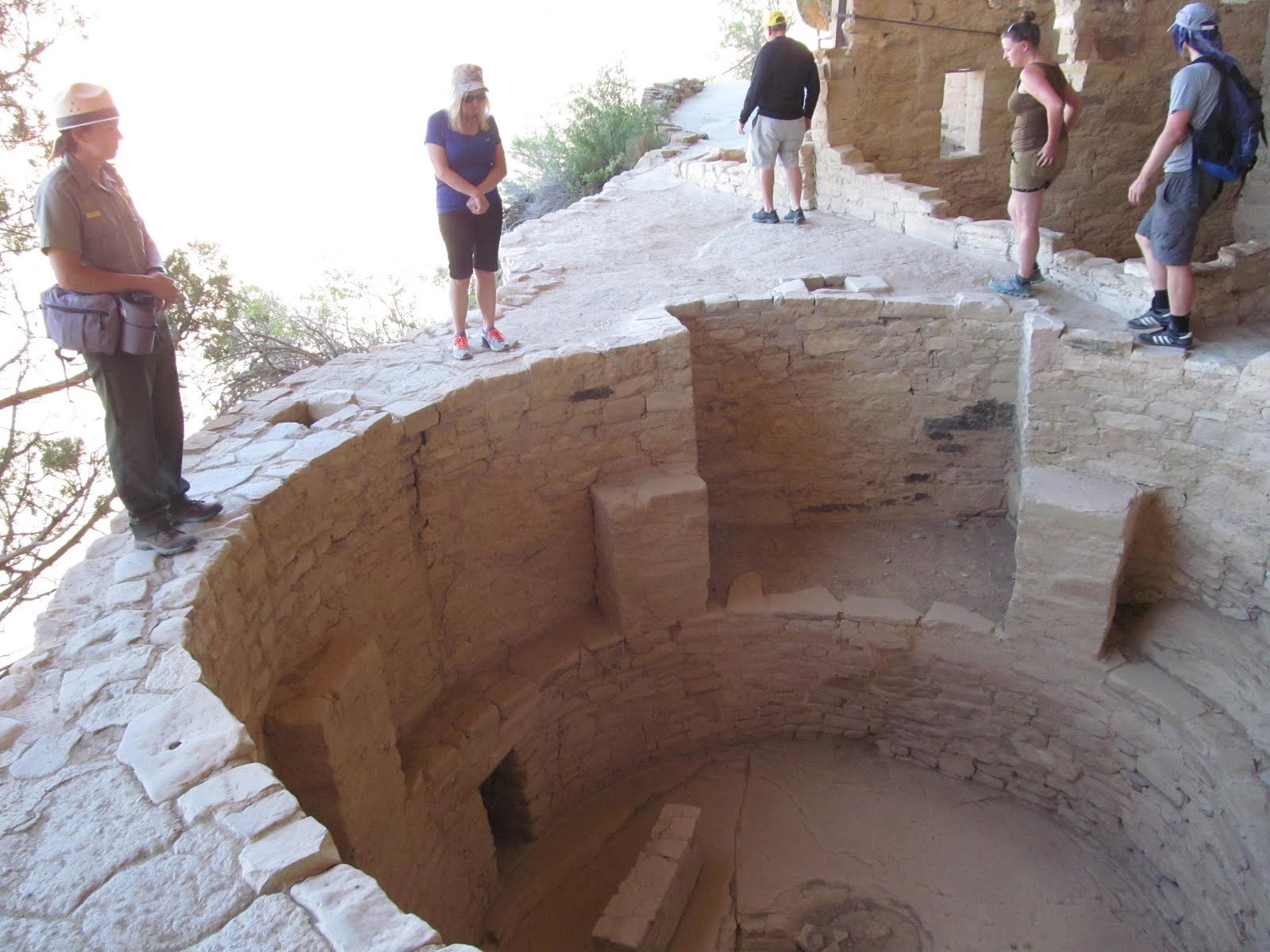 A circular kiva, one of the ceremonial and community spaces preserved at Mesa Verde.