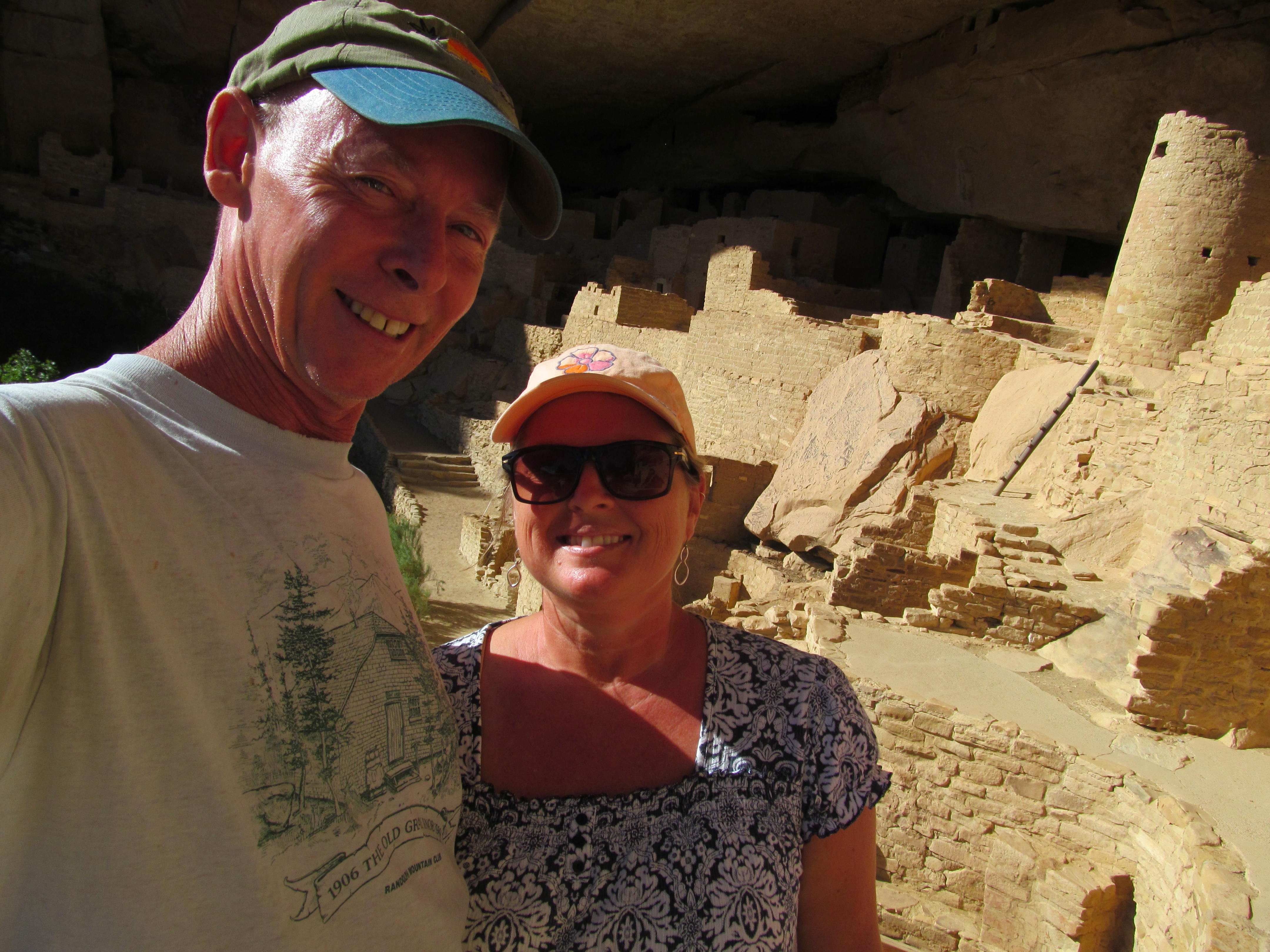 Tim and Cindy together with Cliff Palace behind them.