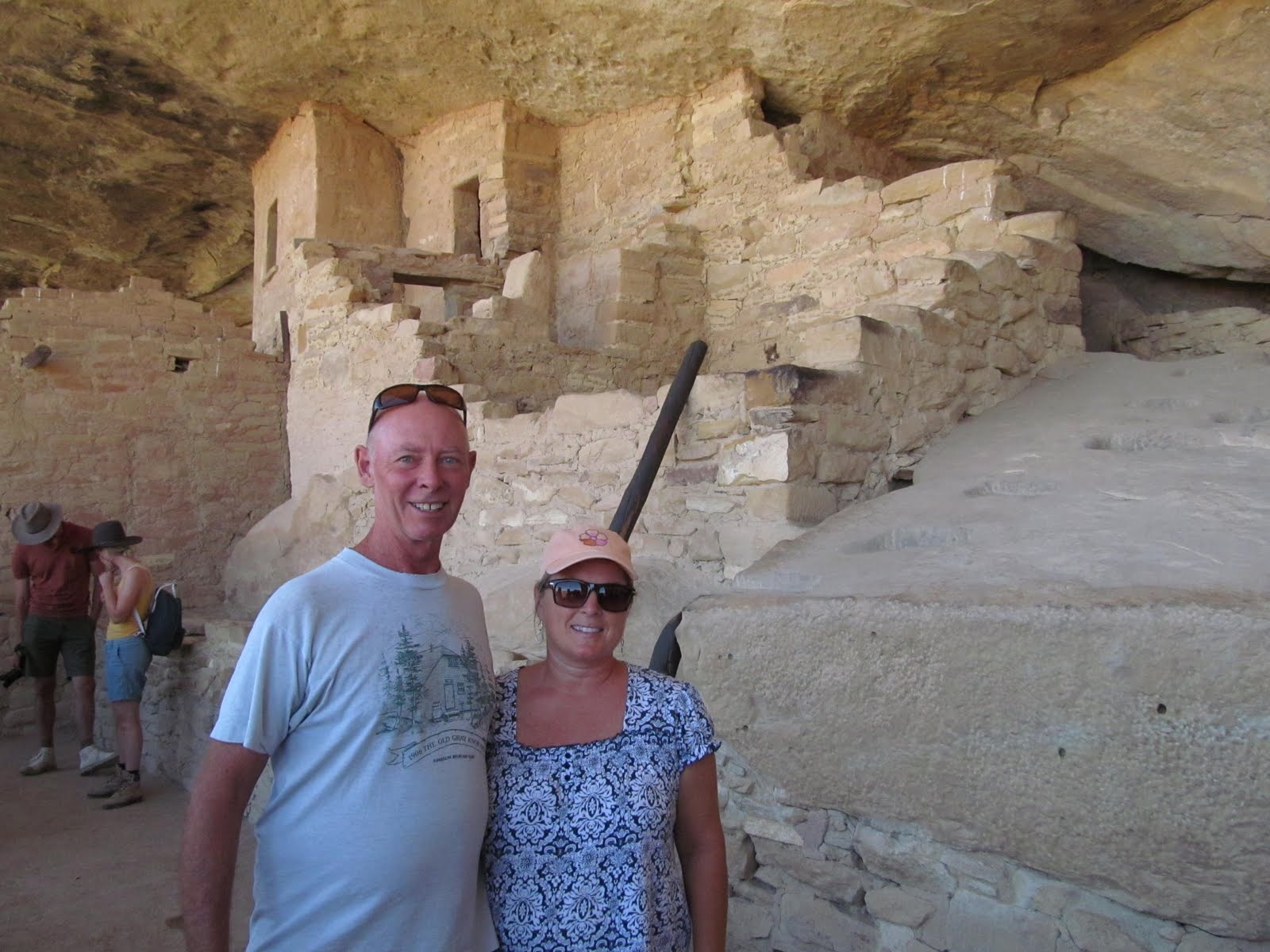 Tim and Cindy together among the ancient stone rooms at Mesa Verde National Park.
