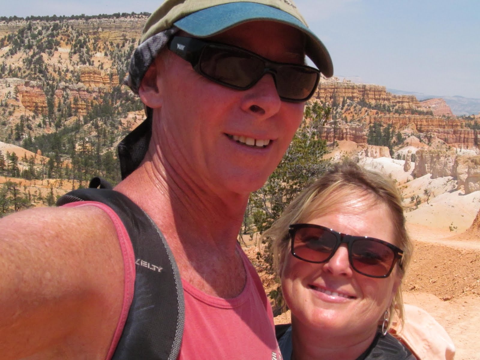 Tim and Cindy overlooking the colorful formations of Bryce Canyon.