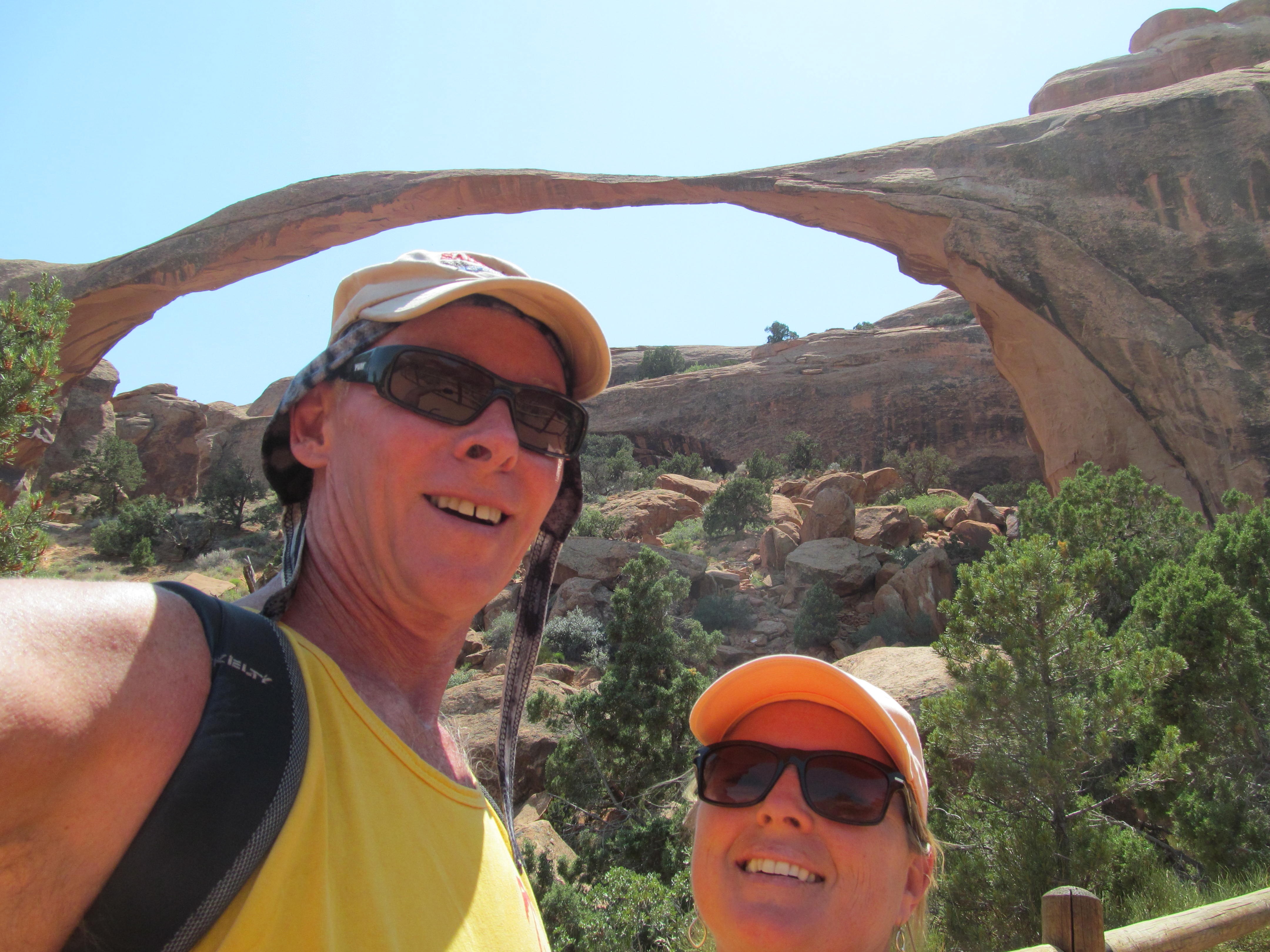 Tim and Cindy with Landscape Arch in the distance.