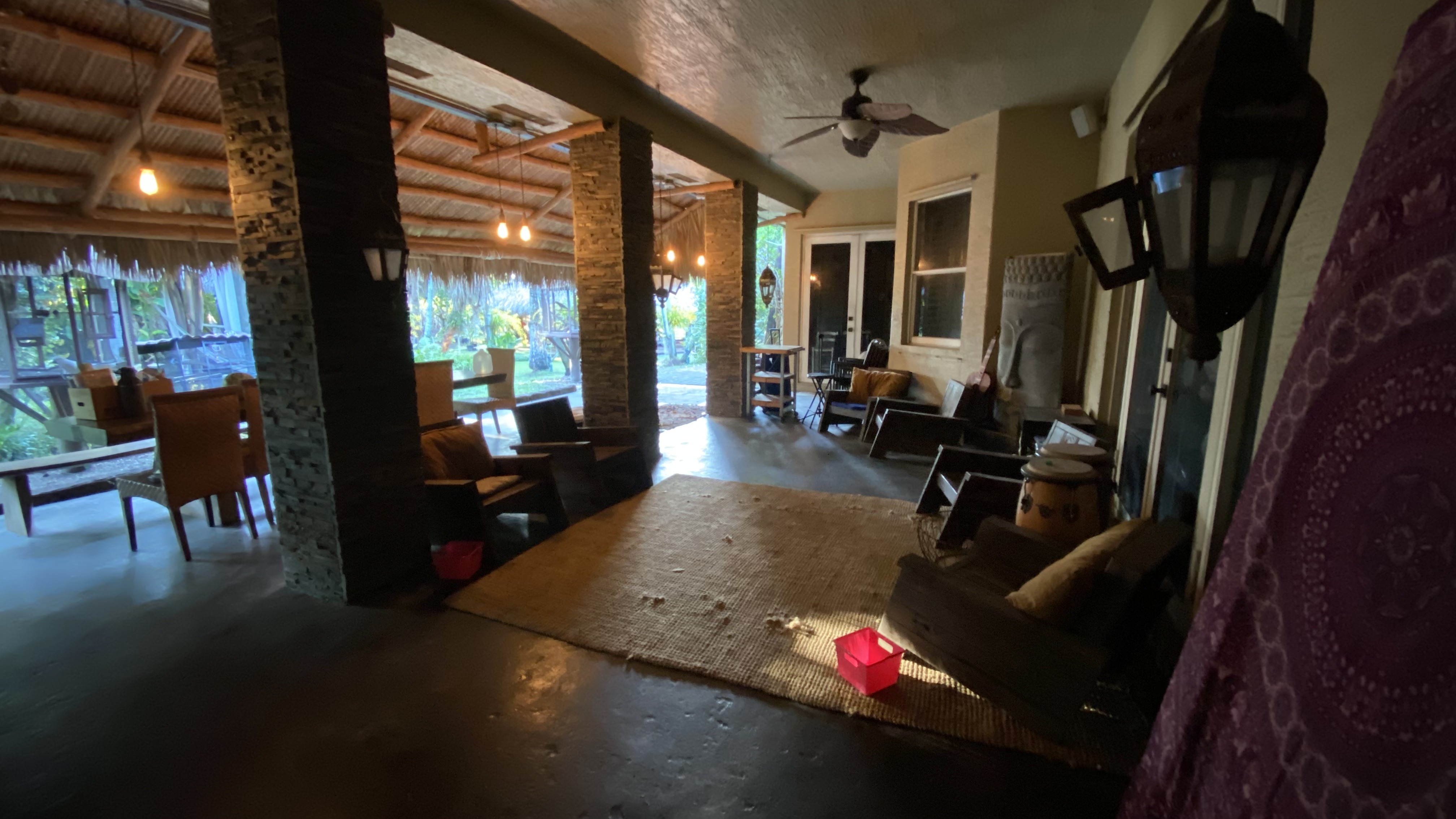 The open-air retreat house where the weekend gathering began.