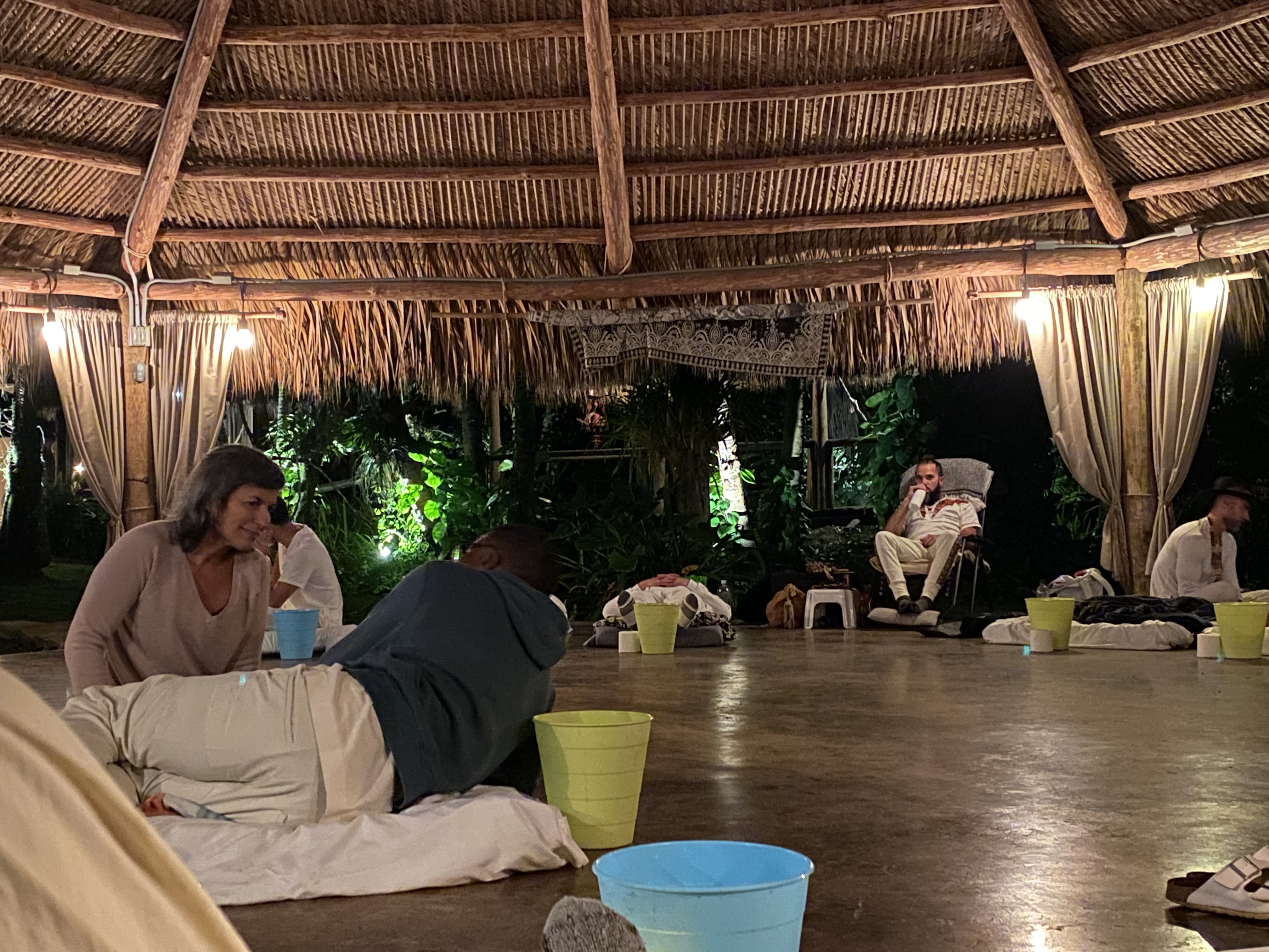 The pavilion arranged as a comfortable and supported space for healing.