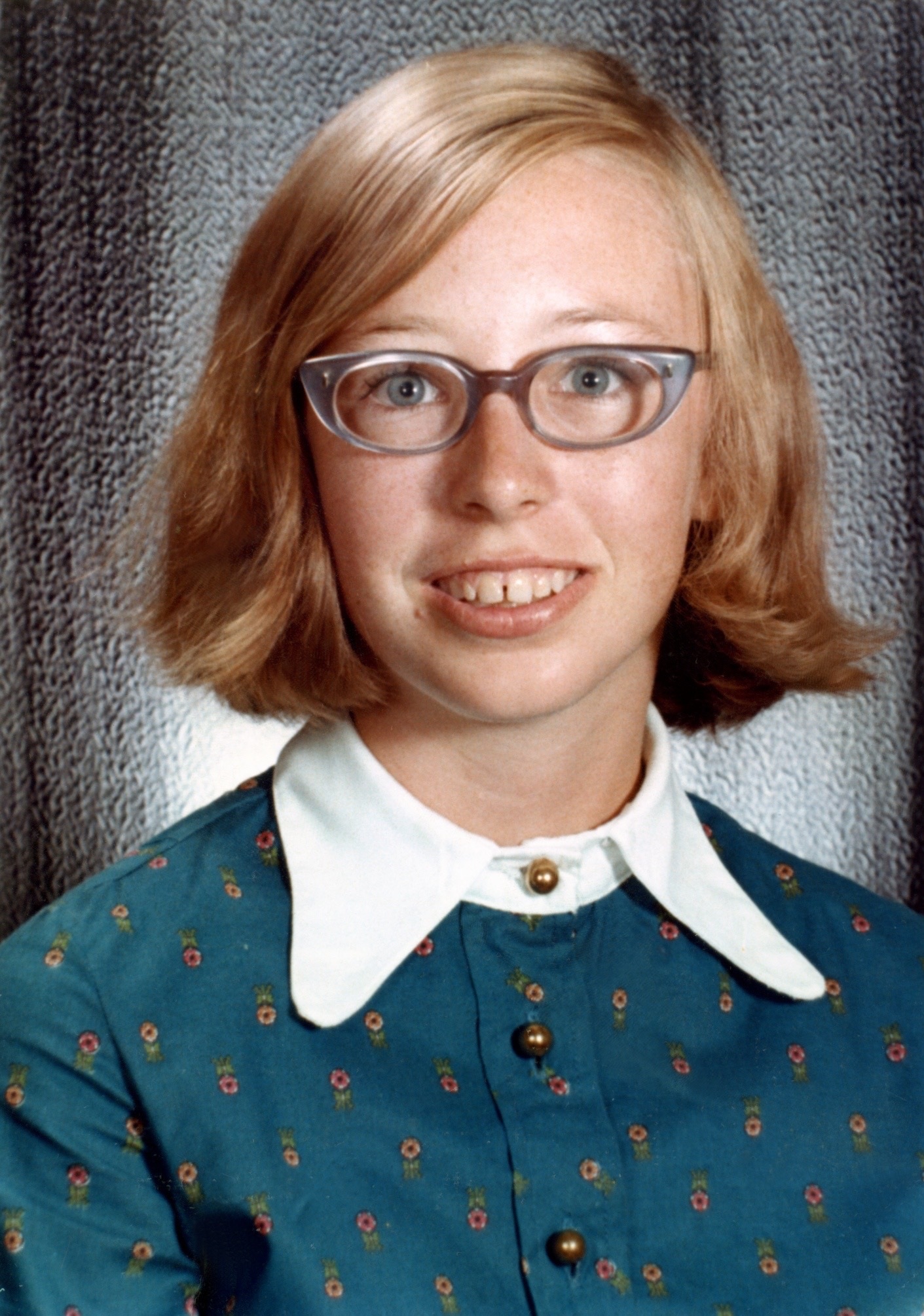 Restored school portrait of Peg
