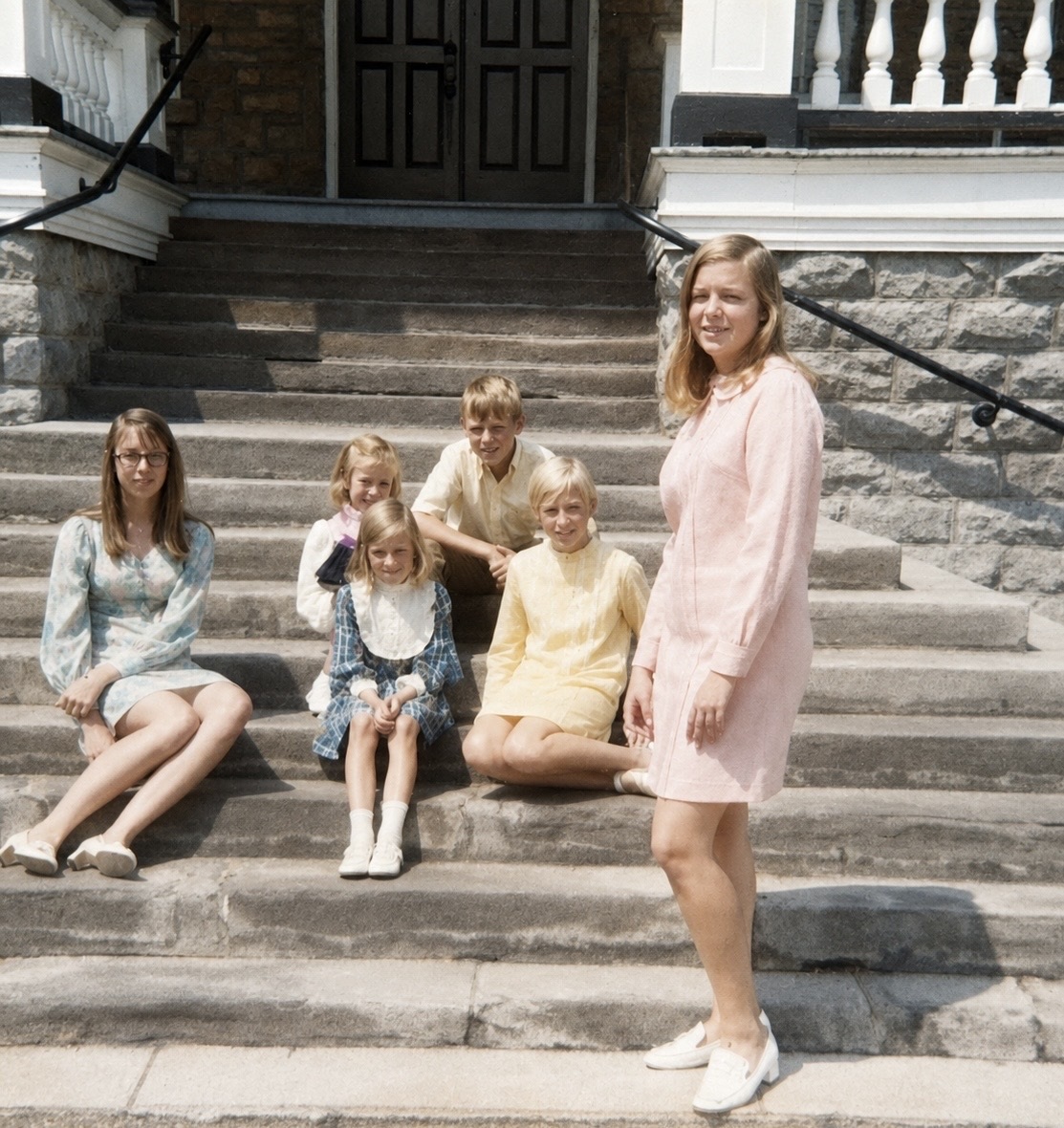 Peg, Liz, Mary, Jody, Tim and Sharlotte outside church