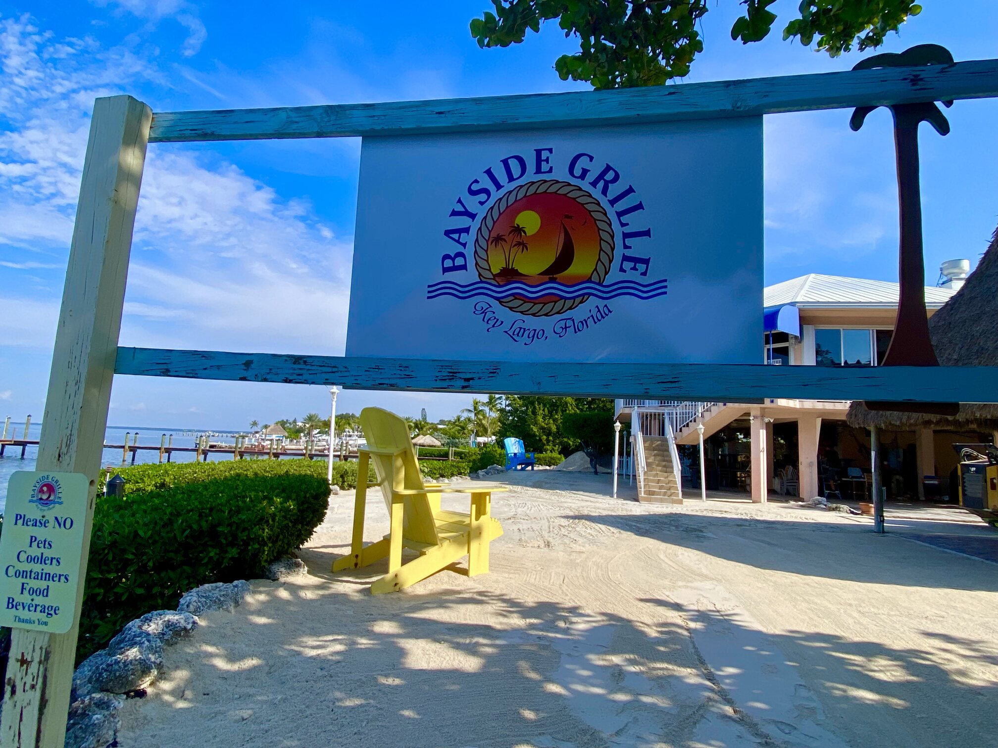 The colorful entrance to a favorite Keys waterfront stop.