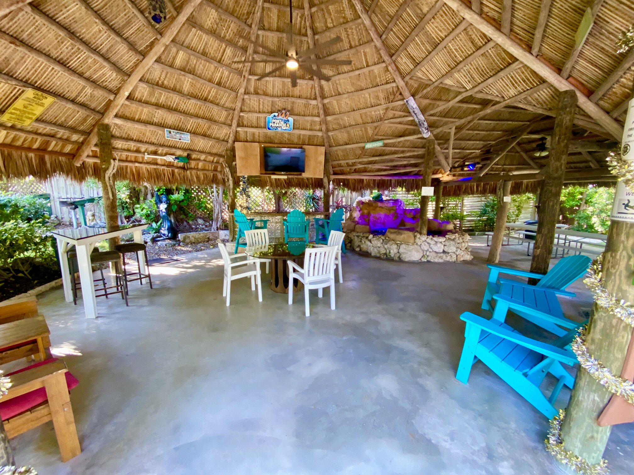 The breezy open-air pavilion at the resort.