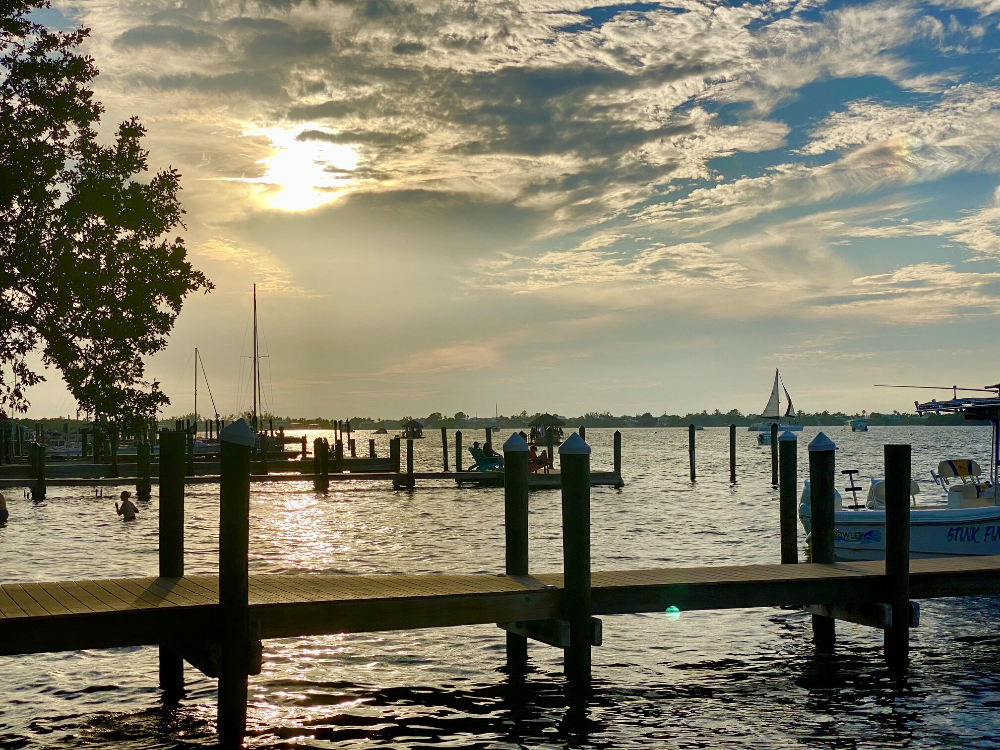 The sun dropping toward the horizon over Florida Bay.