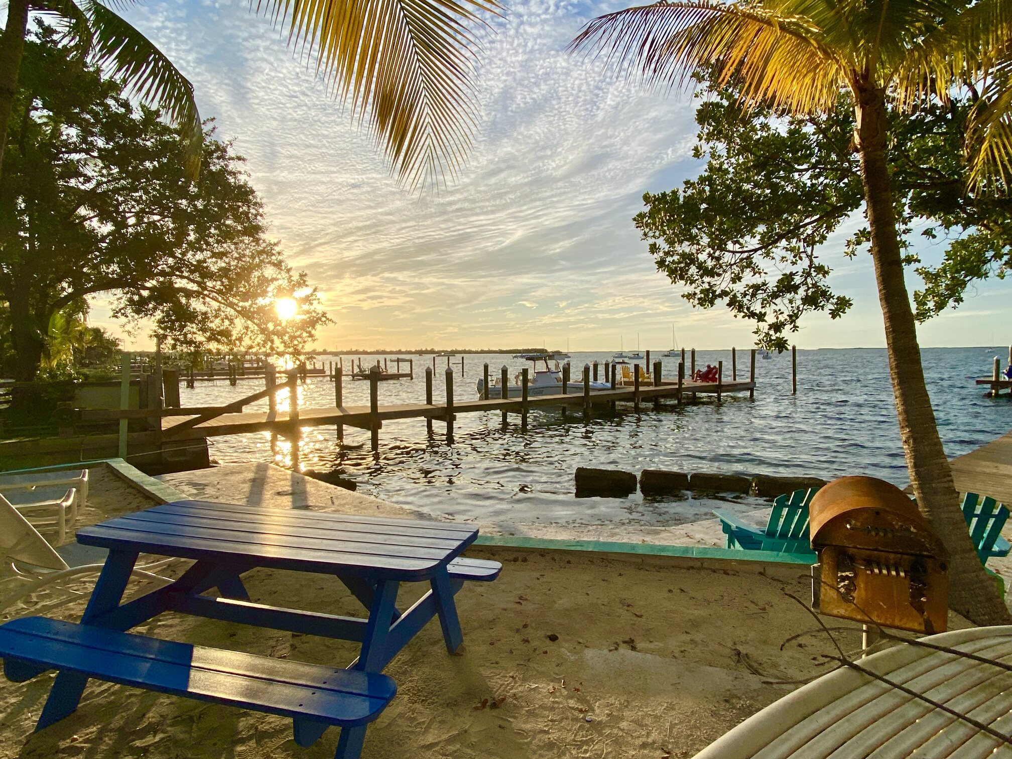 A picnic table with a front-row view of Florida Bay.