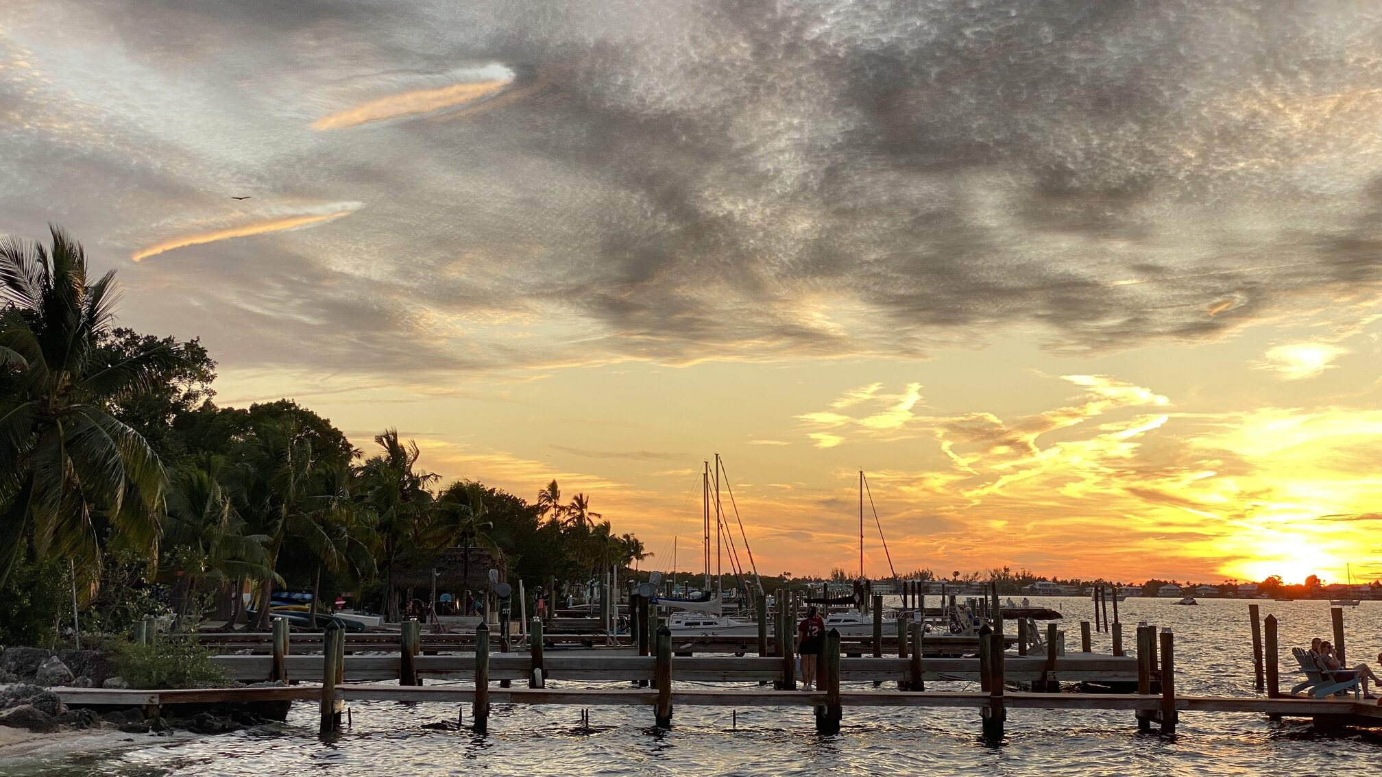 A fiery orange sky over Florida Bay.
