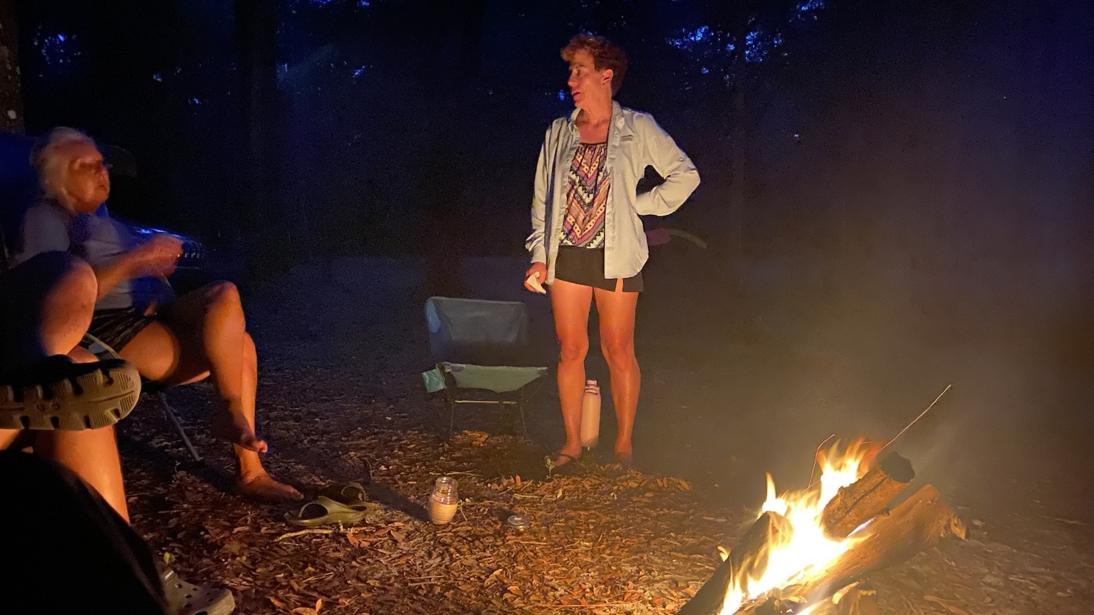 An evening around the campfire after a full day on the water.